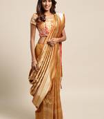 Yellow woven art silk saree with blouse