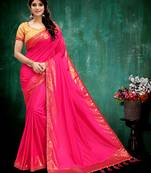Magenta printed silk saree with blouse