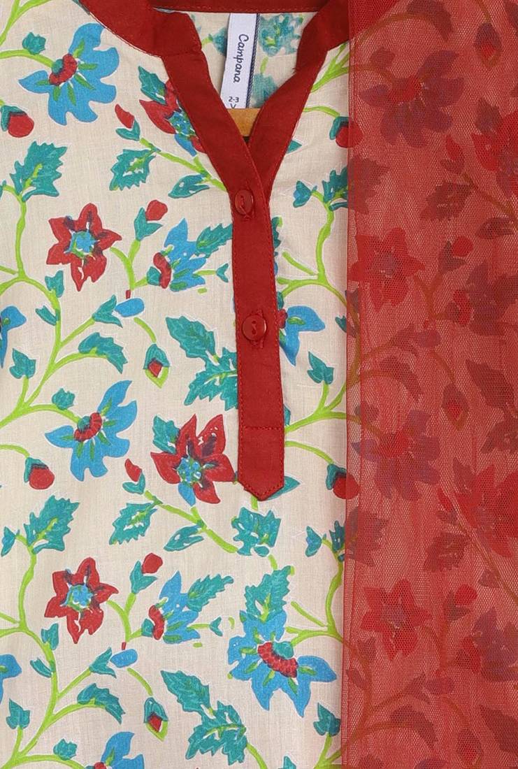 Multicolor cotton salwar suit with dupatta for girls