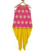 Pink cotton kurti with dhoti pants for girls