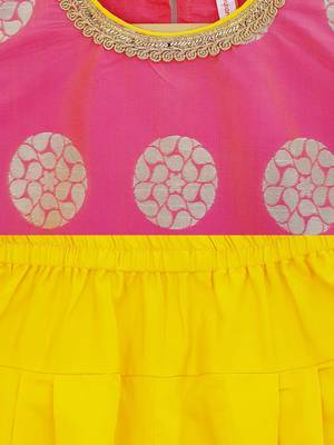 Pink cotton kurti with dhoti pants for girls 3