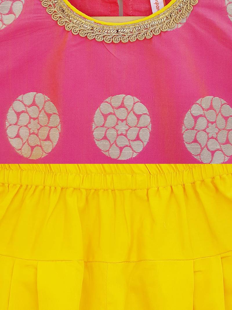 Pink cotton kurti with dhoti pants for girls