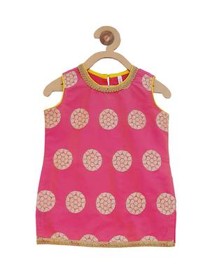 Pink cotton kurti with dhoti pants for girls 4