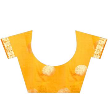 Yellow woven art silk saree with blouse 3