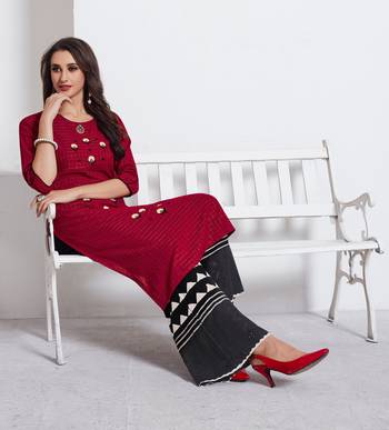 Maroon Embroidered Cotton Ethnic Kurtis 2