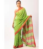 Green Bengal Cotton Jamdaani saree with blouse