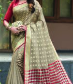 Beige woven art silk saree with blouse