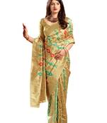 Cream woven art silk saree with blouse