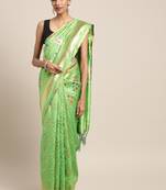 Green woven art silk saree with blouse