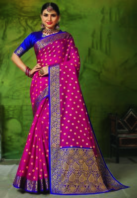 Magenta woven art silk saree with blouse 1