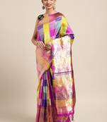 Multicolor woven art silk saree with blouse