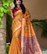 Mustard woven art silk saree with blouse