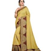 Yellow embroidered art silk saree with blouse