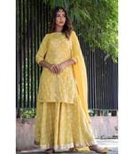 YELLOW GOTA KURTA AND SKIRT WITH DUPATTA