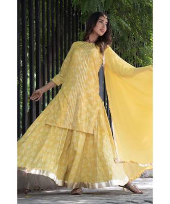YELLOW GOTA KURTA AND SKIRT WITH DUPATTA 3
