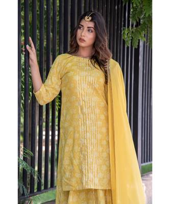 YELLOW GOTA KURTA AND SKIRT WITH DUPATTA 4