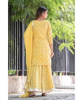 YELLOW GOTA KURTA AND SKIRT WITH DUPATTA 5