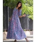 INDIGO BLUE GOTA FLOOR LENGTH DRESS