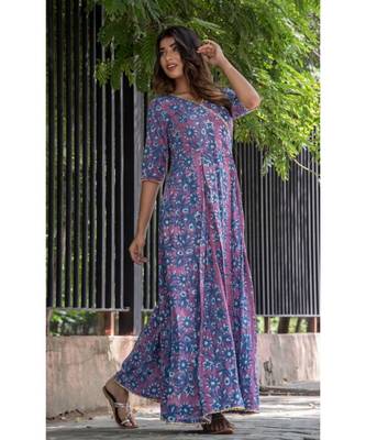 INDIGO BLUE GOTA FLOOR LENGTH DRESS 3