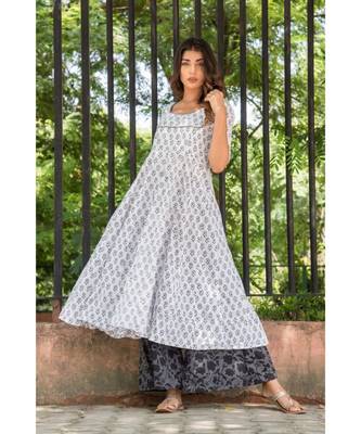 WHITE ANARKALI WITH PALAZO 1