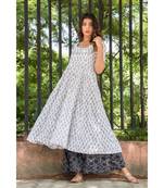 WHITE ANARKALI WITH PALAZO