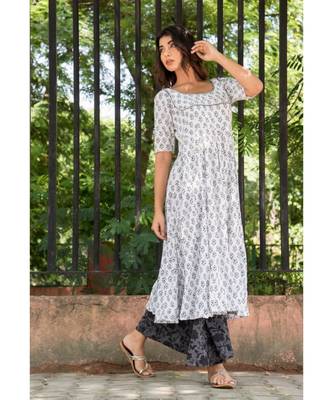 WHITE ANARKALI WITH PALAZO 2