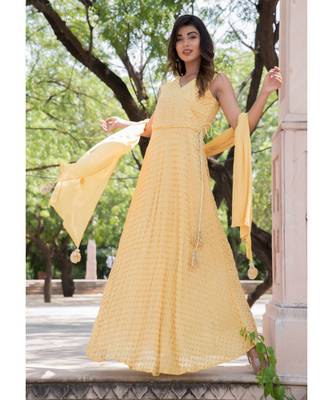 GOLDEN ANGRAKHA ANARKALI WITH DUPATTA 1