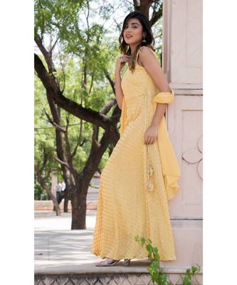 GOLDEN ANGRAKHA ANARKALI WITH DUPATTA 2