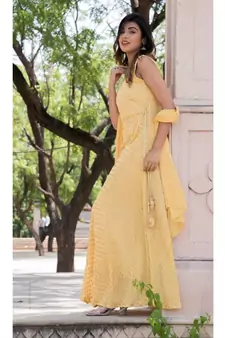 GOLDEN ANGRAKHA ANARKALI WITH DUPATTA