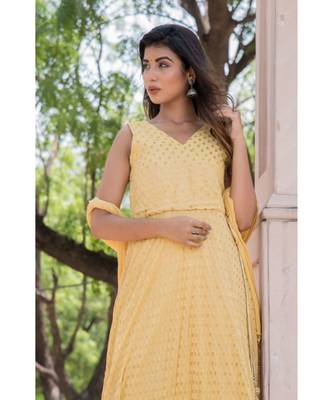 GOLDEN ANGRAKHA ANARKALI WITH DUPATTA 3