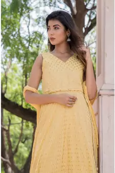 GOLDEN ANGRAKHA ANARKALI WITH DUPATTA
