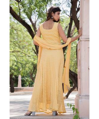 GOLDEN ANGRAKHA ANARKALI WITH DUPATTA 5