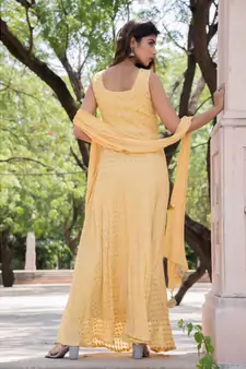 GOLDEN ANGRAKHA ANARKALI WITH DUPATTA