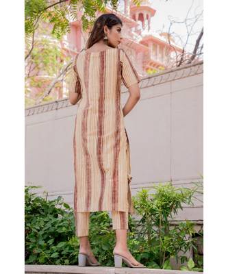 BROWN STRIPED KURTA PANT SET 4