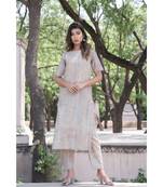 BEIGE MUTLTI STRIPED KURTA PANT SET