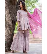 GREY PEPLUM TOP AND GHARARA SET