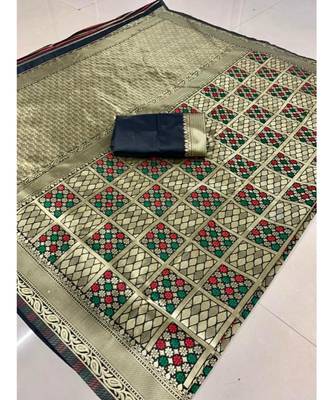Black woven banarasi saree with blouse 1