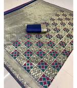 blue woven banarasi saree with blouse