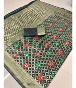 Black woven banarasi saree with blouse