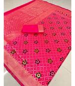 Pink woven banarasi saree with blouse