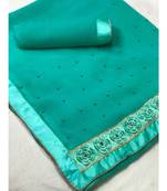 Green Plain chiffon saree with blouse