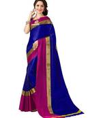 blue printed cotton silk saree with blouse