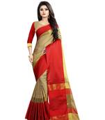 cream printed cotton silk saree with blouse
