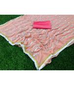 Pink Plain georgette saree with blouse