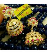 Gorgeous High Gold Plated White Ane Red Colour Stones Jumkas