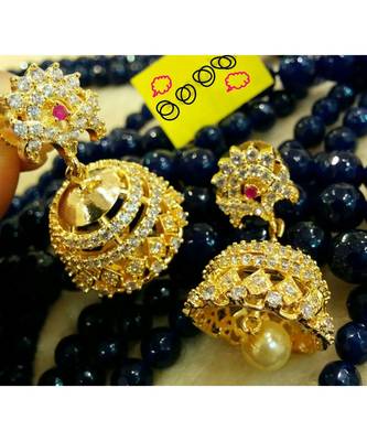 Gorgeous High Gold Plated White Stones Jumkas 1