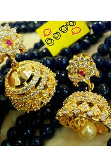 Gorgeous High Gold Plated White Stones Jumkas