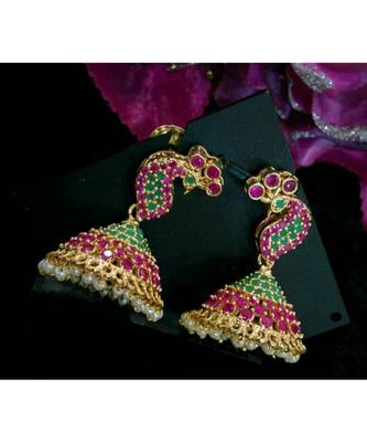 Gorgeous Multi Colour Stones Peacock Jumkas 1