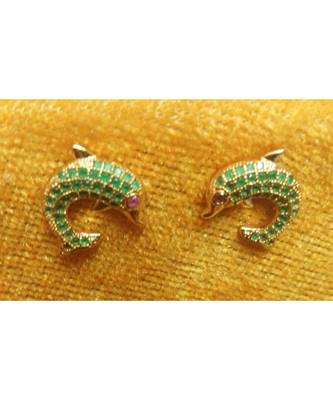 Green Stone Fish Shape Studs 1