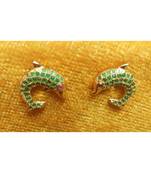 Green Stone Fish Shape Studs